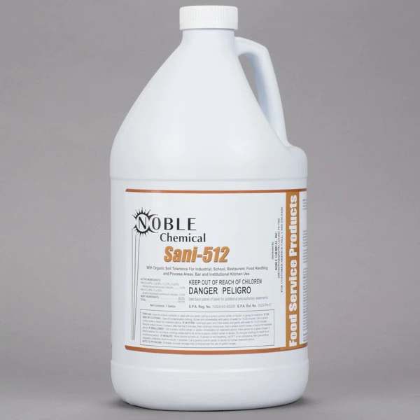 Noble Chemical Sani-512 1 Gallon / 128 Oz. Sanitizer / Disinfectant - 4/Case 1 Noble Chemical Sani-512 1 Gallon / 128 Oz. Sanitizer / Disinfectant - 4/Case
