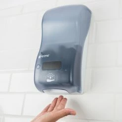 San Jamar SHF900TBL Rely Arctic Blue Hybrid Touchless Foam Soap Dispenser - 5 1/2" X 4" X 12"