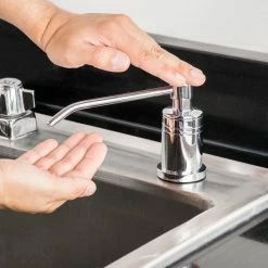 Lavex Janitorial 34 Oz. Stainless Steel Under Counter Liquid Soap Dispenser