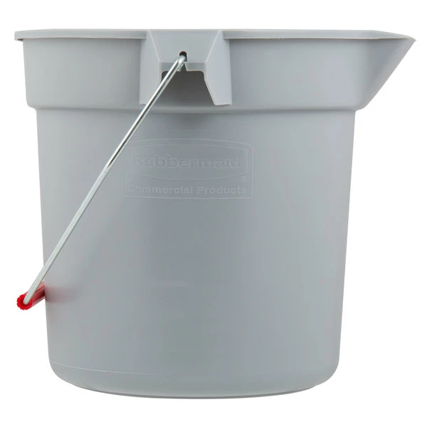 Rubbermaid FG296300GRAY BRUTE 10 Qt. Gray Round Bucket 3 Rubbermaid FG296300GRAY BRUTE 10 Qt. Gray Round Bucket - Image 3