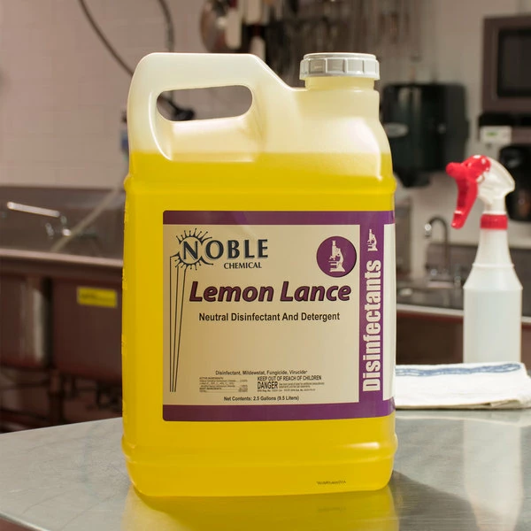 Noble Chemical 2.5 Gallon / 320 Oz. Lemon Lance Lemon Disinfectant & Detergent Cleaner - 2/Case 1 Noble Chemical 2.5 Gallon / 320 Oz. Lemon Lance Lemon Disinfectant & Detergent Cleaner - 2/Case