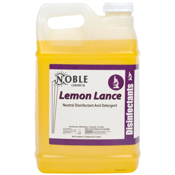 Noble Chemical 2.5 Gallon / 320 Oz. Lemon Lance Lemon Disinfectant & Detergent Cleaner - 2/Case 2 Noble Chemical 2.5 Gallon / 320 Oz. Lemon Lance Lemon Disinfectant & Detergent Cleaner - 2/Case - Image 2