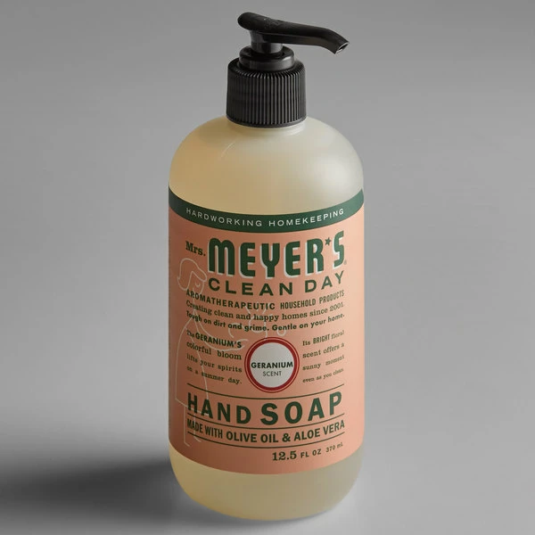 Mrs. Meyer's® Mrs. Meyer's Clean Day 651332 12.5 Oz. Geranium Scented Hand Soap With Pump - 6/Case 2 Mrs. Meyer's® Mrs. Meyer's Clean Day 651332 12.5 Oz. Geranium Scented Hand Soap With Pump - 6/Case - Image 2