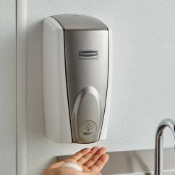 Rubbermaid FG750140 Autofoam 1100 ML White / Grey Pearl Automatic Hands-Free Soap Dispenser