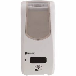 San Jamar SH970WHCL Summit Rely White Hybrid Automatic Hand Soap, Sanitizer, And Lotion Dispenser - 5 1/2" X 4" X 12"