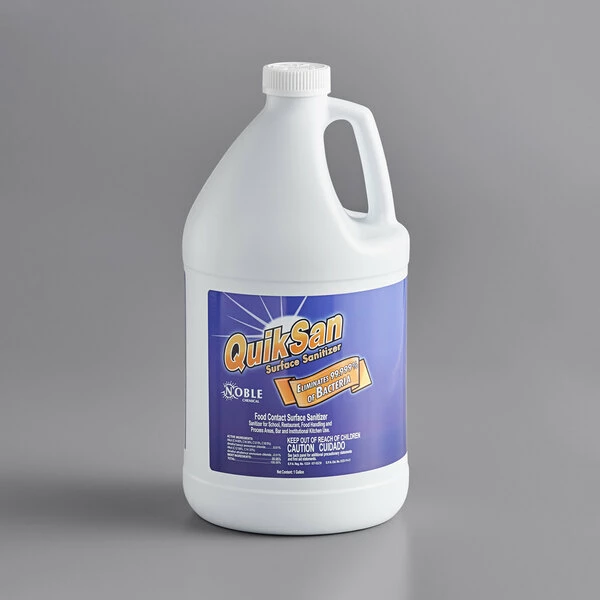 Noble Chemical 1 Gallon / 128 Oz. QuikSan Food Contact Surface Sanitizer Refill 2 Noble Chemical 1 Gallon / 128 Oz. QuikSan Food Contact Surface Sanitizer Refill - Image 2