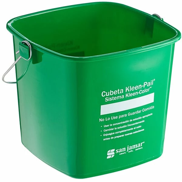 San Jamar KP196KCGN 6 Qt. Green Cleaning Kleen-Color Pail 3 San Jamar KP196KCGN 6 Qt. Green Cleaning Kleen-Color Pail - Image 3