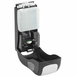 San Jamar SH970BKSS Summit Rely Black Hybrid Automatic Hand Soap, Sanitizer, And Lotion Dispenser - 5 1/2" X 4" X 12" -VIETRI SHOP 2123496