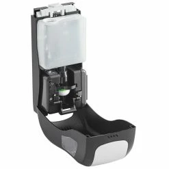 San Jamar SHF970BKSS Summit Rely Black Hybrid Automatic Foam Hand Soap And Sanitizer Dispenser - 5 1/2" X 4" X 12" -VIETRI SHOP 2123500
