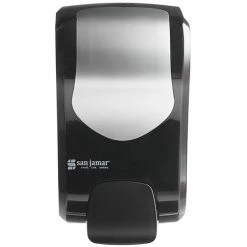 San Jamar S970BKSS Summit Rely Black Manual Hand Soap, Sanitizer, And Lotion Dispenser - 5 3/16" X 4" X 8 7/8" -VIETRI SHOP 2124484