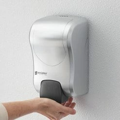San Jamar SF970SS Summit Rely Silver Manual Foam Hand Soap And Sanitizer Dispenser - 5 3/16" X 4" X 8 7/8"