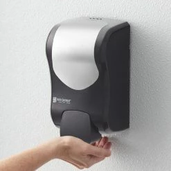 San Jamar SF970BKSS Summit Rely Black Manual Foam Hand Soap And Sanitizer Dispenser - 5 3/16" X 4" X 8 7/8"