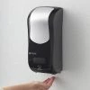 San Jamar SH970BKSS Summit Rely Black Hybrid Automatic Hand Soap, Sanitizer, And Lotion Dispenser - 5 1/2" X 4" X 12"