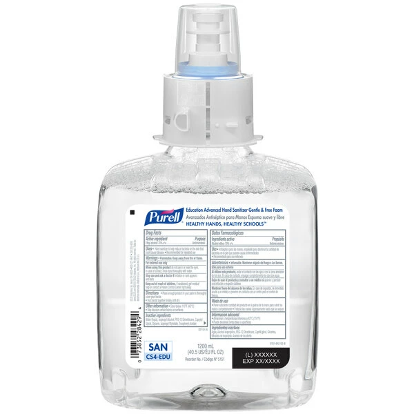 Purell® 5151-04 Education Advanced CS4 1200 ML Gentle & Free Foam Hand Sanitizer - 4/Case 1 Purell® 5151-04 Education Advanced CS4 1200 ML Gentle & Free Foam Hand Sanitizer - 4/Case