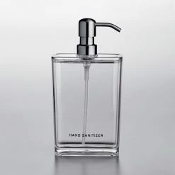 American Metalcraft DPRC17 17 Oz. Clear Plastic Rectangular Refillable Hand Sanitizer Dispenser With Silkscreen And Stainless Steel Pump -VIETRI SHOP 2160654