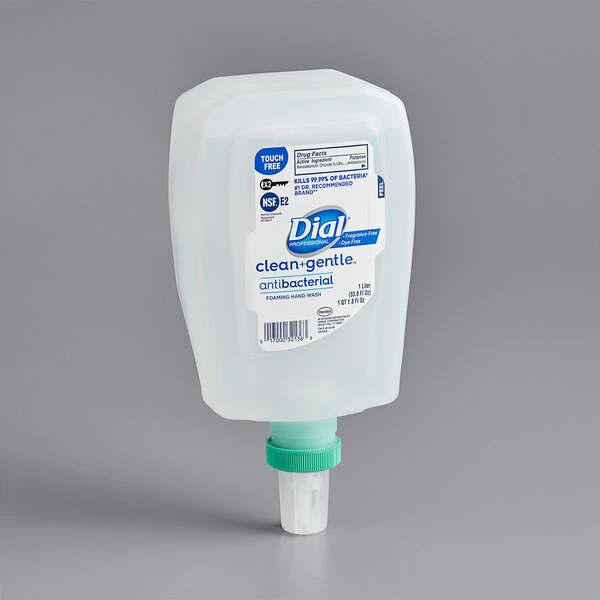 Dial® Dial DIA32106 Clean And Gentle FIT Universal Touch-Free 1 Liter Antibacterial Foaming Hand Wash Refill - 3/Case 2 Dial® Dial DIA32106 Clean And Gentle FIT Universal Touch-Free 1 Liter Antibacterial Foaming Hand Wash Refill - 3/Case - Image 2