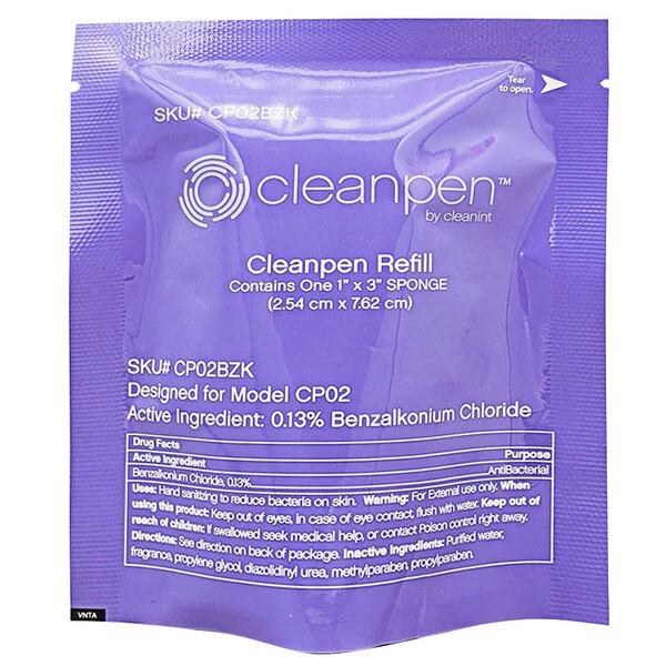 Cleanint, LLC Cleanint Cleanpen CPREFBZK-PK12 Sanitizer Sponge Refill With 0.13% BZK - 12/Pack 1 Cleanint, LLC Cleanint Cleanpen CPREFBZK-PK12 Sanitizer Sponge Refill With 0.13% BZK - 12/Pack