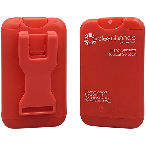 Cleanint, LLC Cleanint Cleanhands CH02RET-RED Red Clip-On Hand Sanitizer Dispenser - 2/Pack 1 Cleanint, LLC Cleanint Cleanhands CH02RET-RED Red Clip-On Hand Sanitizer Dispenser - 2/Pack