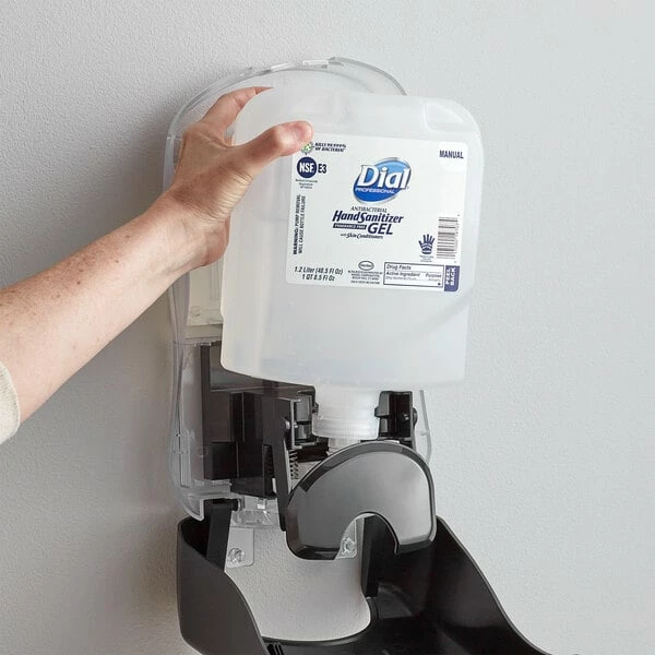 Dial® Dial DIA19708 1700 Universal Manual 1.2 Liter Antibacterial Gel Hand Sanitizer Refill - 3/Case 1 Dial® Dial DIA19708 1700 Universal Manual 1.2 Liter Antibacterial Gel Hand Sanitizer Refill - 3/Case