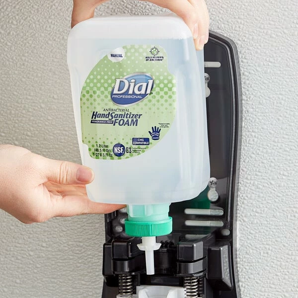 Dial® Dial DIA19038 FIT Universal Manual Antibacterial 1.2 Liter Foam Hand Sanitizer Refill - 3/Case 1 Dial® Dial DIA19038 FIT Universal Manual Antibacterial 1.2 Liter Foam Hand Sanitizer Refill - 3/Case