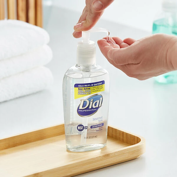 Dial® Dial DIA82834 Professional 7.5 Oz. Sensitive Skin Antibacterial Liquid Hand Soap - 12/Case 1 Dial® Dial DIA82834 Professional 7.5 Oz. Sensitive Skin Antibacterial Liquid Hand Soap - 12/Case