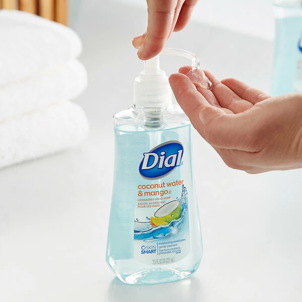 Dial® Dial DIA12159 7.5 Oz. Coconut Water Mango Hydrating Liquid Hand Soap 1 Dial® Dial DIA12159 7.5 Oz. Coconut Water Mango Hydrating Liquid Hand Soap