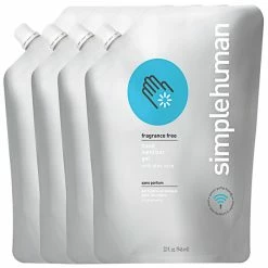 Simplehuman CT1085 32 Fl. Oz. Fragrance Free Gel Hand Sanitizer Refill Pouch - 4/Case