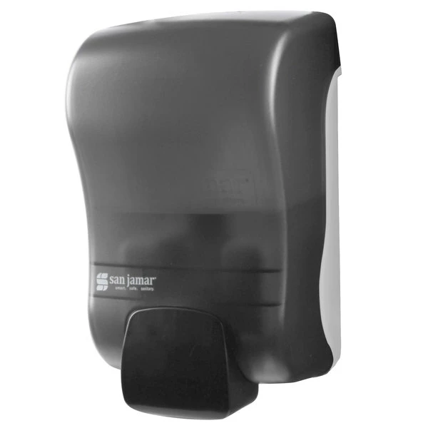 San Jamar S900TBK Rely Pearl Black Manual Soap, Sanitizer, And Lotion Dispenser - 5" X 4" X 8 1/2" 1 San Jamar S900TBK Rely Pearl Black Manual Soap, Sanitizer, And Lotion Dispenser - 5" X 4" X 8 1/2"