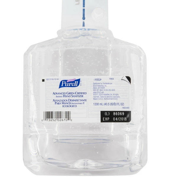 Purell® 1903-02 LTX Advanced Green Certified 1200 ML Gel Instant Hand Sanitizer 5 Purell® 1903-02 LTX Advanced Green Certified 1200 ML Gel Instant Hand Sanitizer - Image 5