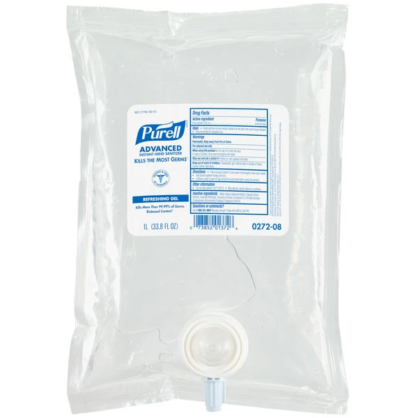 Purell® 0272-08 Advanced 1000 ML Gel Instant Hand Sanitizer With Biobased Content - 8/Case 1 Purell® 0272-08 Advanced 1000 ML Gel Instant Hand Sanitizer With Biobased Content - 8/Case