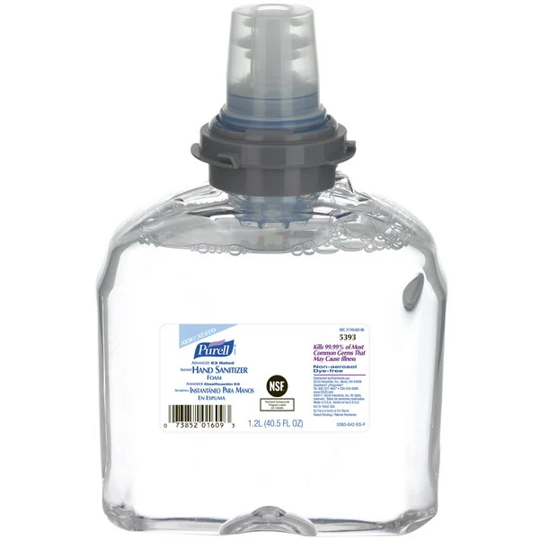Purell® 5393-02 TFX Advanced E3 Rated 1200 ML Foaming Instant Hand Sanitizer - 2/Case 1 Purell® 5393-02 TFX Advanced E3 Rated 1200 ML Foaming Instant Hand Sanitizer - 2/Case