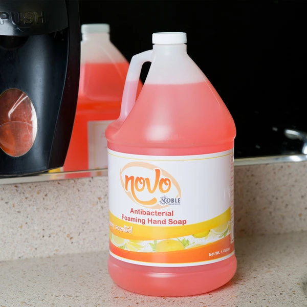 Novo By Noble Chemical Noble Chemical Novo 1 Gallon / 128 Oz. Foaming Antibacterial / Sanitizing Hand Soap - 4/Case 1 Novo By Noble Chemical Noble Chemical Novo 1 Gallon / 128 Oz. Foaming Antibacterial / Sanitizing Hand Soap - 4/Case