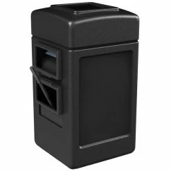 Commercial Zone 755101 28 Gallon Islander Series Black Harbor Square 1 Waste Container With Towel Dispenser, Squeegee, And Windshield Wash Station
