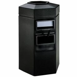Commercial Zone 755301 45 Gallon Islander Series Black Bermuda 1 Hexagonal Waste Container With Paper Towel Dispenser, Squeegee, And Windshield Wash Station