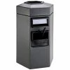 Commercial Zone 755324 45 Gallon Islander Series Gray Bermuda 1 Hexagonal Waste Container With Paper Towel Dispenser, Squeegee, And Windshield Wash Station