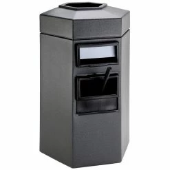 Commercial Zone 755324 45 Gallon Islander Series Gray Bermuda 1 Hexagonal Waste Container With Paper Towel Dispenser, Squeegee, And Windshield Wash Station