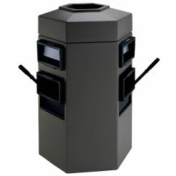 Commercial Zone 755424 35 Gallon Islander Series Gray Bermuda 2 Hexagonal Waste Container With 2 Paper Towel Dispensers And 2 Windshield Wash Stations