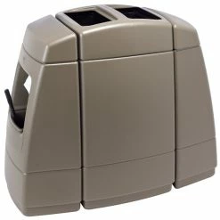 Commercial Zone 75824299 55 Gallon Islander Series Haven 2 Brown Rectangular Waste Container With 2 Paper Towel Dispensers, 2 Squeegees, And 2 Windshield Wash Stations