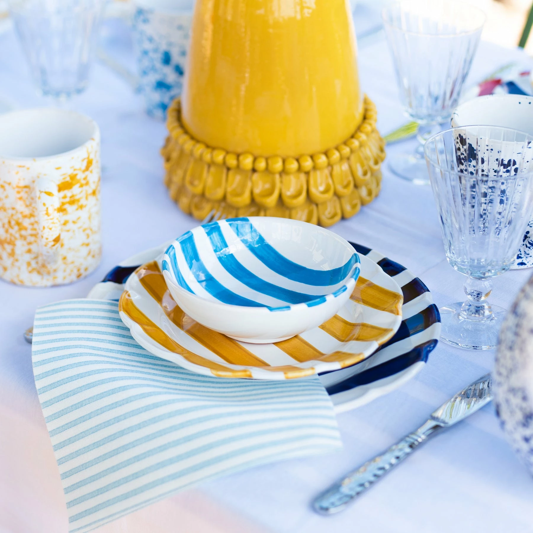 Vietri Amalfitana Yellow Stripe Salad Plate 3 Vietri Amalfitana Yellow Stripe Salad Plate - Image 3