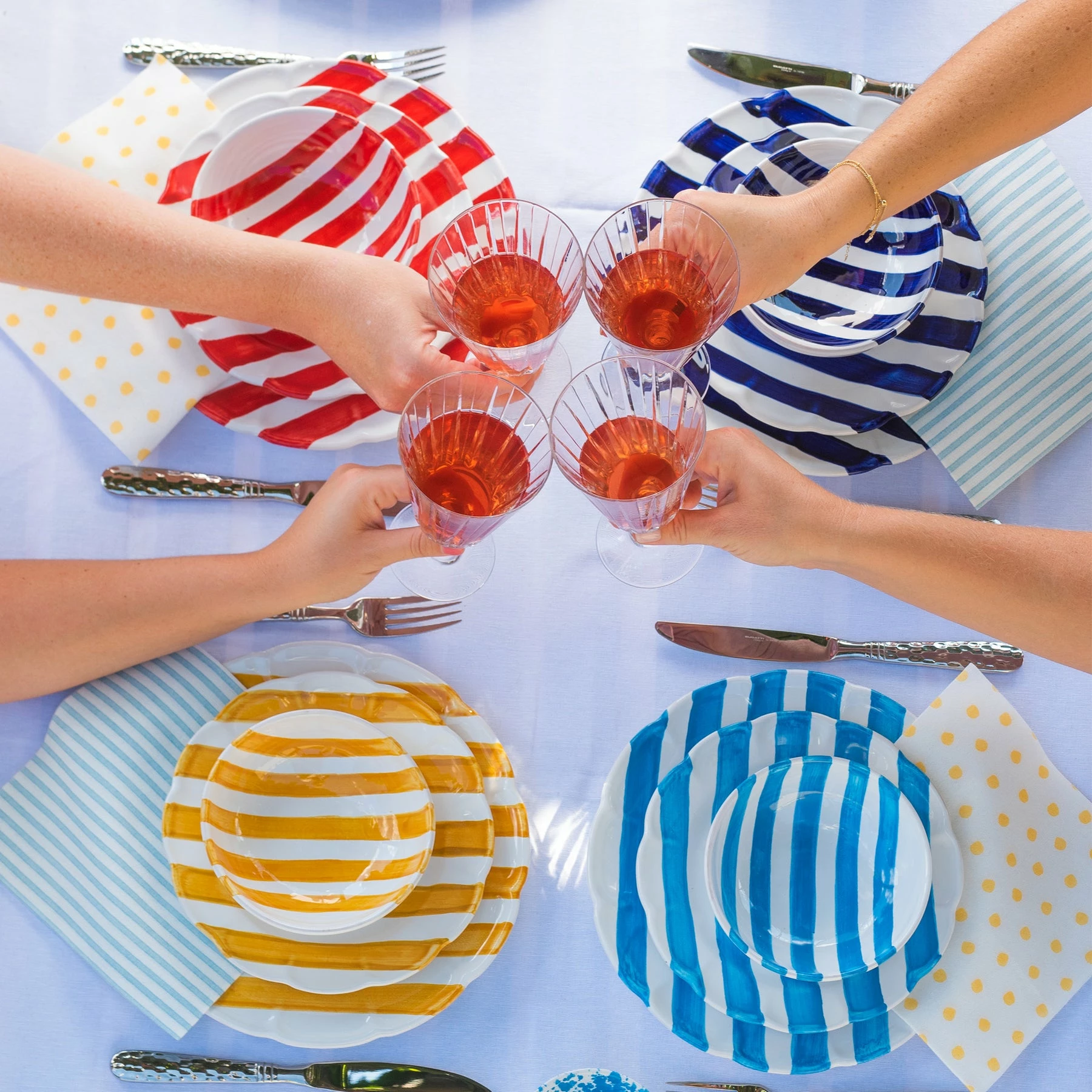 Vietri Amalfitana Yellow Stripe Salad Plate 2 Vietri Amalfitana Yellow Stripe Salad Plate - Image 2