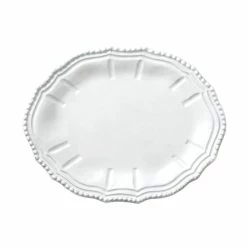 Vietri Incanto White Baroque Small Oval Platter