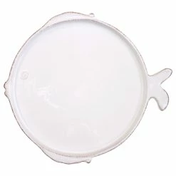 Vietri Melamine Lastra Fish White Dinner Plate