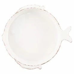 Vietri Melamine Lastra Fish White Medium Serving Bowl
