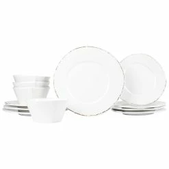 Vietri Melamine Lastra White Twelve-Piece Place Setting