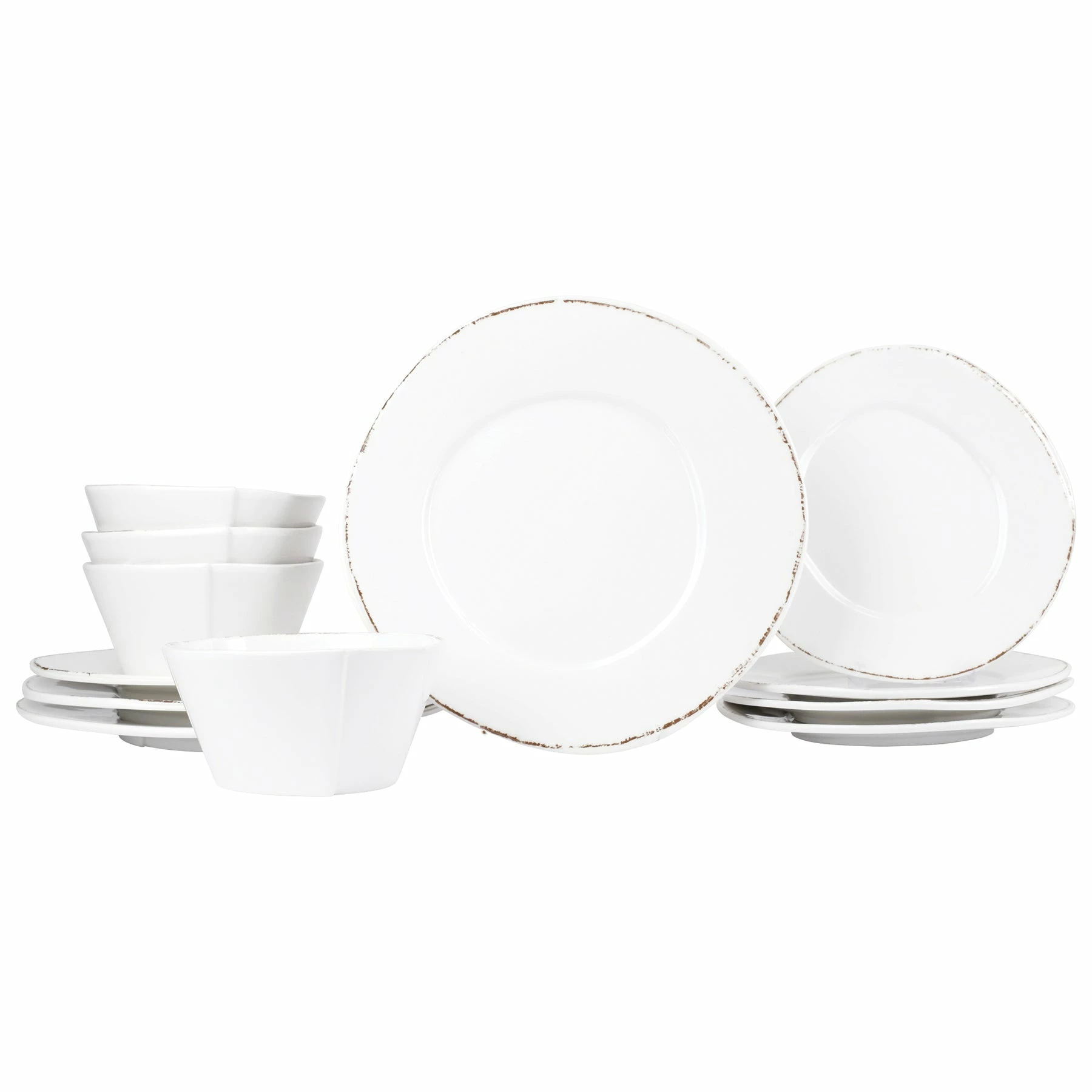 Vietri Melamine Lastra White Twelve-Piece Place Setting 1 Vietri Melamine Lastra White Twelve-Piece Place Setting