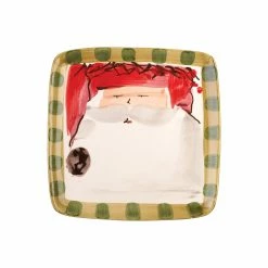 Vietri Old St. Nick Square Salad Plate - Red Hat