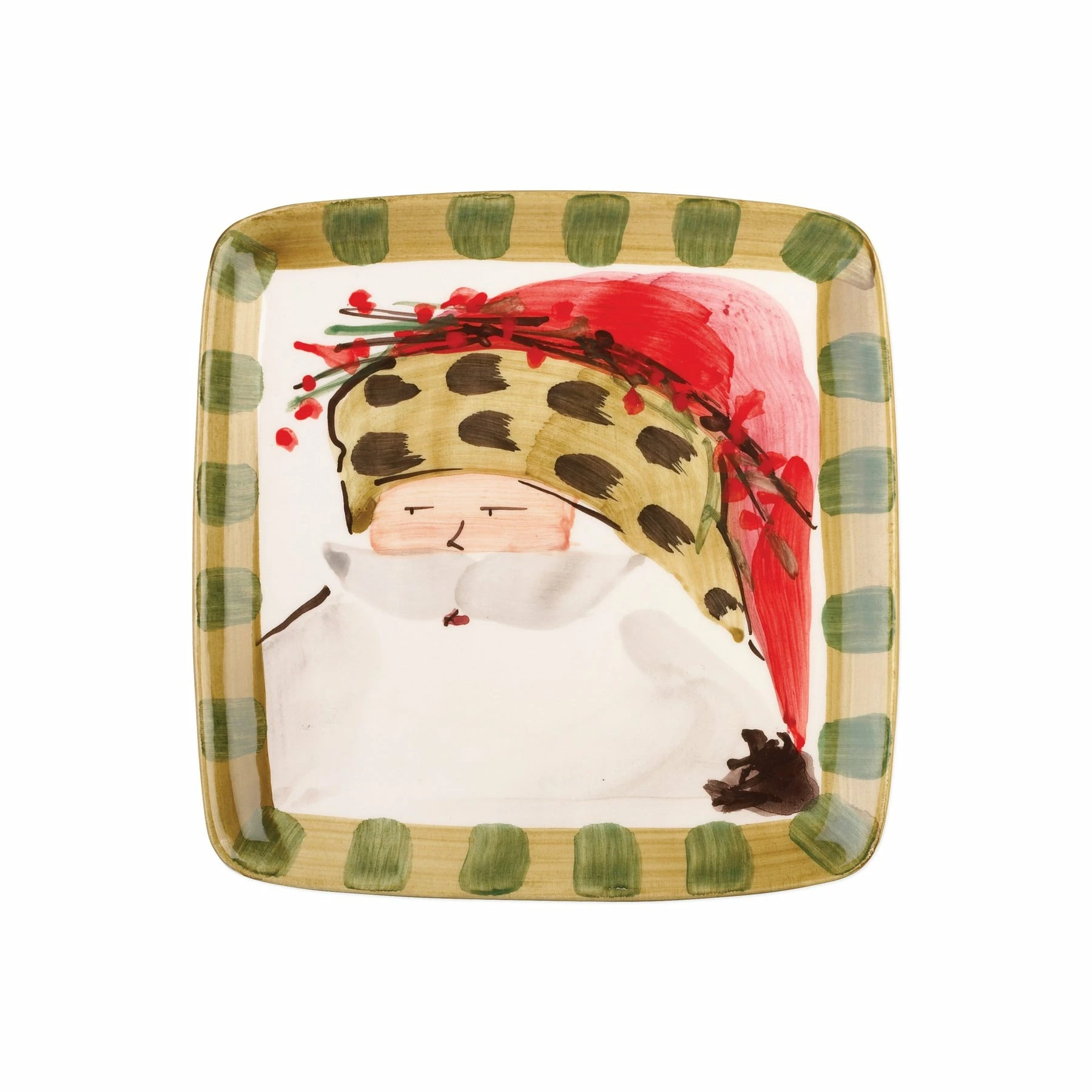 Vietri Old St. Nick Square Salad Plate - Animal Hat 1 Vietri Old St. Nick Square Salad Plate - Animal Hat