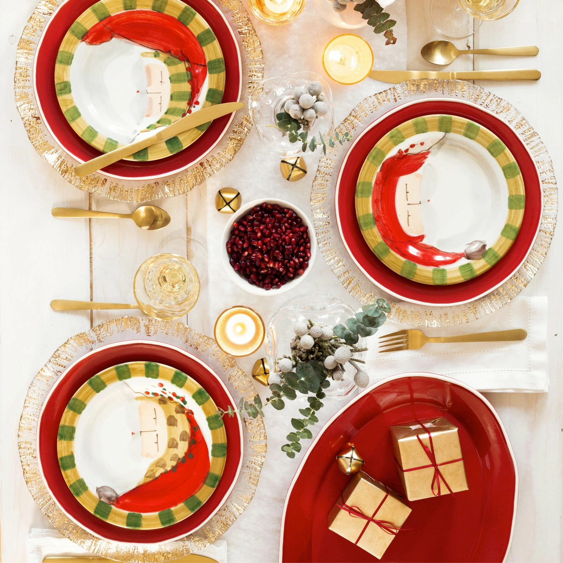 Vietri Old St. Nick Round Salad Plate - Striped Hat 3 Vietri Old St. Nick Round Salad Plate - Striped Hat - Image 3