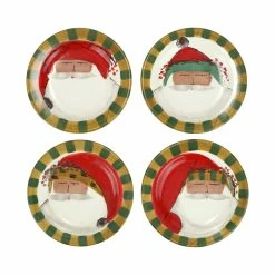Vietri Old St. Nick Multicultural Assorted Round Salad Plates - Set Of 4