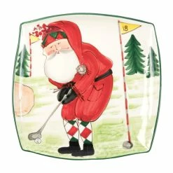 Vietri Old St. Nick Square Platter - Golfing